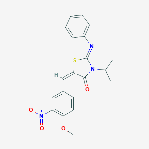 molecular formula C20H19N3O4S B298402 5-{3-Nitro-4-methoxybenzylidene}-3-isopropyl-2-(phenylimino)-1,3-thiazolidin-4-one 