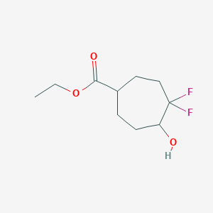 molecular formula C10H16F2O3 B2984020 4,4-二氟-5-羟基环庚烷-1-甲酸乙酯 CAS No. 2384425-40-3