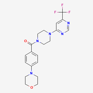 molecular formula C20H22F3N5O2 B2984038 (4-吗啉基苯基)(4-(6-(三氟甲基)嘧啶-4-基)哌嗪-1-基)甲苯酮 CAS No. 2034343-16-1