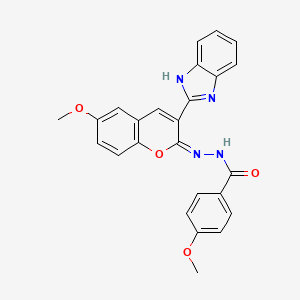 N-[(E)-[3-(1H-benzimidazol-2-yl)-6-methoxychromen-2-ylidene]amino]-4-methoxybenzamide