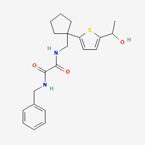 molecular formula C21H26N2O3S B2984057 N1-benzyl-N2-((1-(5-(1-hydroxyethyl)thiophen-2-yl)cyclopentyl)methyl)oxalamide CAS No. 2034491-95-5