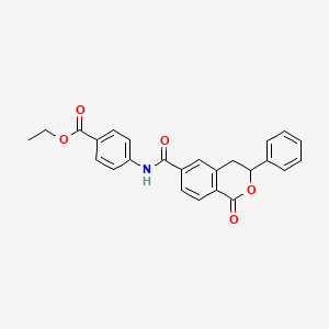 molecular formula C25H21NO5 B2984058 ethyl 4-{[(1-oxo-3-phenyl-3,4-dihydro-1H-isochromen-6-yl)carbonyl]amino}benzoate CAS No. 853889-94-8