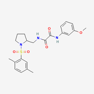 molecular formula C22H27N3O5S B2984070 N1-((1-((2,5-dimethylphenyl)sulfonyl)pyrrolidin-2-yl)methyl)-N2-(3-methoxyphenyl)oxalamide CAS No. 887863-16-3