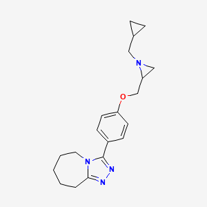 molecular formula C20H26N4O B2984092 3-[4-[[1-(Cyclopropylmethyl)aziridin-2-yl]methoxy]phenyl]-6,7,8,9-tetrahydro-5H-[1,2,4]triazolo[4,3-a]azepine CAS No. 2418658-75-8