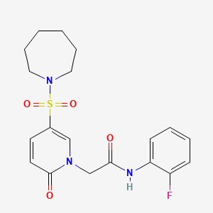 2-(5-(azepan-1-ylsulfonyl)-2-oxopyridin-1(2H)-yl)-N-(2-fluorophenyl)acetamide