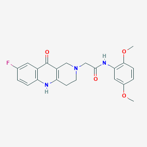 molecular formula C22H22FN3O4 B2984109 N-(2,5-dimethoxyphenyl)-2-(8-fluoro-10-oxo-3,4-dihydrobenzo[b][1,6]naphthyridin-2(1H,5H,10H)-yl)acetamide CAS No. 1226427-74-2