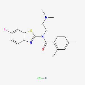 molecular formula C20H23ClFN3OS B2984111 N-(2-(dimethylamino)ethyl)-N-(6-fluorobenzo[d]thiazol-2-yl)-2,4-dimethylbenzamide hydrochloride CAS No. 1216883-40-7