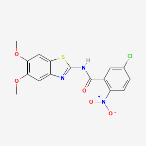 molecular formula C16H12ClN3O5S B2984115 5-氯-N-(5,6-二甲氧基-1,3-苯并噻唑-2-基)-2-硝基苯甲酰胺 CAS No. 895439-92-6