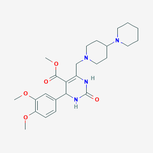 molecular formula C25H36N4O5 B2984120 Methyl 6-(1,4'-bipiperidin-1'-ylmethyl)-4-(3,4-dimethoxyphenyl)-2-oxo-1,2,3,4-tetrahydropyrimidine-5-carboxylate CAS No. 1252817-61-0
