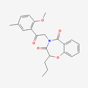 molecular formula C22H23NO5 B2984137 4-(2-(2-methoxy-5-methylphenyl)-2-oxoethyl)-2-propylbenzo[f][1,4]oxazepine-3,5(2H,4H)-dione CAS No. 905428-70-8