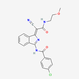 (Z)-4-chloro-N-(1-(1-cyano-2-((2-methoxyethyl)amino)-2-oxoethylidene)-1H-isoindol-3-yl)benzamide