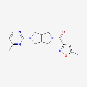 molecular formula C16H19N5O2 B2984161 (5-Methyl-1,2-oxazol-3-yl)-[2-(4-methylpyrimidin-2-yl)-1,3,3a,4,6,6a-hexahydropyrrolo[3,4-c]pyrrol-5-yl]methanone CAS No. 2415463-40-8