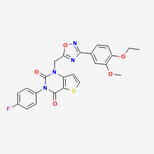 molecular formula C24H19FN4O5S B2984177 Methyl 3-{[({6-[4-(4-methoxyphenyl)piperazin-1-yl]pyrimidin-4-yl}thio)acetyl]amino}benzoate CAS No. 1251618-68-4