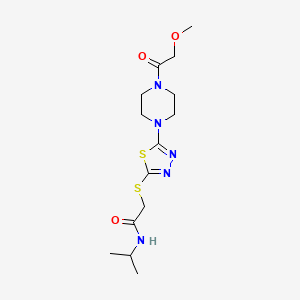 molecular formula C14H23N5O3S2 B2984178 N-isopropyl-2-((5-(4-(2-methoxyacetyl)piperazin-1-yl)-1,3,4-thiadiazol-2-yl)thio)acetamide CAS No. 1105200-11-0