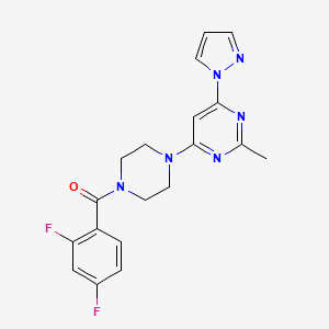 molecular formula C19H18F2N6O B2984185 (2,4-difluorophenyl)(4-(2-methyl-6-(1H-pyrazol-1-yl)pyrimidin-4-yl)piperazin-1-yl)methanone CAS No. 1172552-91-8