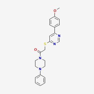 molecular formula C23H24N4O2S B2984194 2-((6-(4-Methoxyphenyl)pyrimidin-4-yl)thio)-1-(4-phenylpiperazin-1-yl)ethanone CAS No. 1202988-38-2