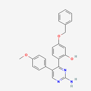 molecular formula C24H21N3O3 B2984200 2-(2-Amino-5-(4-methoxyphenyl)pyrimidin-4-yl)-5-(benzyloxy)phenol CAS No. 850901-98-3