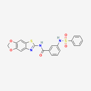 molecular formula C21H15N3O5S2 B2984201 N-([1,3]dioxolo[4',5':4,5]benzo[1,2-d]thiazol-6-yl)-3-(phenylsulfonamido)benzamide CAS No. 886892-47-3
