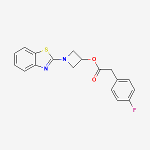 molecular formula C18H15FN2O2S B2984203 1-(Benzo[d]thiazol-2-yl)azetidin-3-yl 2-(4-fluorophenyl)acetate CAS No. 1396863-42-5