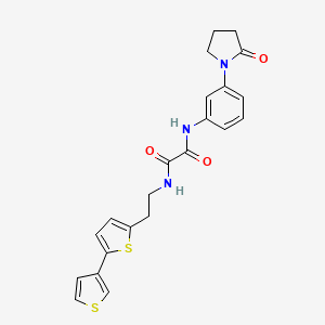 molecular formula C22H21N3O3S2 B2984214 N-(2-{[2,3'-bithiophene]-5-yl}ethyl)-N'-[3-(2-oxopyrrolidin-1-yl)phenyl]ethanediamide CAS No. 2097915-64-3
