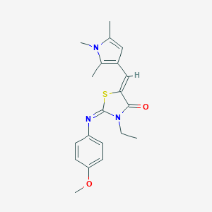 molecular formula C20H23N3O2S B298422 3-ethyl-2-[(4-methoxyphenyl)imino]-5-[(1,2,5-trimethyl-1H-pyrrol-3-yl)methylene]-1,3-thiazolidin-4-one 