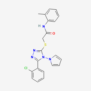 molecular formula C21H18ClN5OS B2984223 2-{[5-(2-氯苯基)-4-(1H-吡咯-1-基)-4H-1,2,4-三唑-3-基]硫代}-N-(2-甲基苯基)乙酰胺 CAS No. 886932-58-7