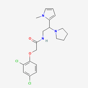 molecular formula C19H23Cl2N3O2 B2984225 2-(2,4-dichlorophenoxy)-N-(2-(1-methyl-1H-pyrrol-2-yl)-2-(pyrrolidin-1-yl)ethyl)acetamide CAS No. 1049358-54-4