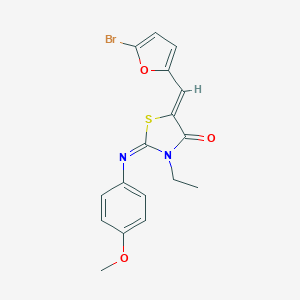 molecular formula C17H15BrN2O3S B298423 5-[(5-Bromo-2-furyl)methylene]-3-ethyl-2-[(4-methoxyphenyl)imino]-1,3-thiazolidin-4-one 