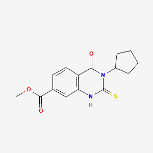 molecular formula C15H16N2O3S B2984236 Methyl 3-cyclopentyl-4-oxo-2-thioxo-1,2,3,4-tetrahydroquinazoline-7-carboxylate CAS No. 443353-12-6