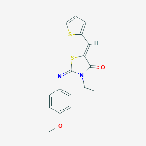 molecular formula C17H16N2O2S2 B298424 3-Ethyl-2-[(4-methoxyphenyl)imino]-5-(2-thienylmethylene)-1,3-thiazolidin-4-one 