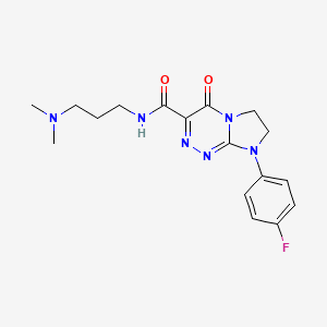 molecular formula C17H21FN6O2 B2984248 N-(3-(dimethylamino)propyl)-8-(4-fluorophenyl)-4-oxo-4,6,7,8-tetrahydroimidazo[2,1-c][1,2,4]triazine-3-carboxamide CAS No. 941994-53-2