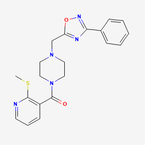 molecular formula C20H21N5O2S B2984250 1-[2-(Methylsulfanyl)pyridine-3-carbonyl]-4-[(3-phenyl-1,2,4-oxadiazol-5-yl)methyl]piperazine CAS No. 1090493-17-6