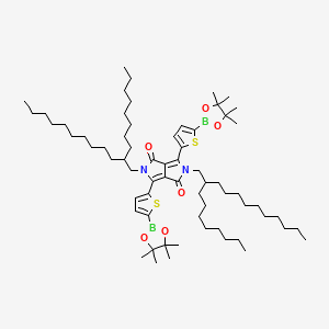molecular formula C66H110B2N2O6S2 B2984258 2,5-Bis(2-octyldodecyl)-3,6-bis(5-(4,4,5,5-tetramethyl-1,3,2-dioxaborolan-2-yl)thiophen-2-yl)pyrrolo[3,4-c]pyrrole-1,4(2H,5H)-dione CAS No. 1351986-34-9