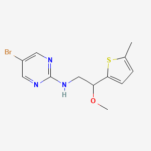 molecular formula C12H14BrN3OS B2984268 5-Bromo-N-[2-methoxy-2-(5-methylthiophen-2-yl)ethyl]pyrimidin-2-amine CAS No. 2379977-35-0