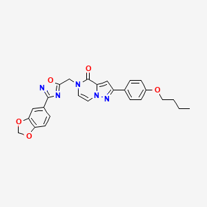 molecular formula C26H23N5O5 B2984272 5-{[3-(1,3-benzodioxol-5-yl)-1,2,4-oxadiazol-5-yl]methyl}-2-(4-butoxyphenyl)pyrazolo[1,5-a]pyrazin-4(5H)-one CAS No. 1207057-58-6
