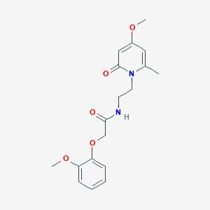 molecular formula C18H22N2O5 B2984277 N-(2-(4-methoxy-6-methyl-2-oxopyridin-1(2H)-yl)ethyl)-2-(2-methoxyphenoxy)acetamide CAS No. 2034455-07-5
