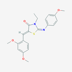 molecular formula C21H22N2O4S B298428 5-(2,4-Dimethoxybenzylidene)-3-ethyl-2-[(4-methoxyphenyl)imino]-1,3-thiazolidin-4-one 