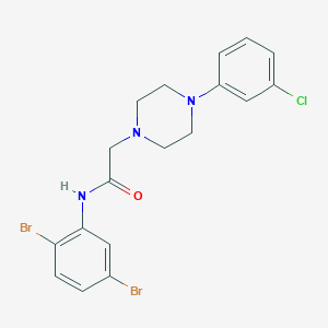 2-[4-(3-chlorophenyl)piperazin-1-yl]-N-(2,5-dibromophenyl)acetamide