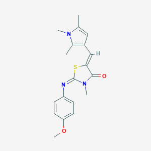 molecular formula C19H21N3O2S B298429 2-[(4-methoxyphenyl)imino]-3-methyl-5-[(1,2,5-trimethyl-1H-pyrrol-3-yl)methylene]-1,3-thiazolidin-4-one 