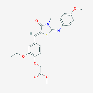 molecular formula C23H24N2O6S B298430 Methyl [2-ethoxy-4-({2-[(4-methoxyphenyl)imino]-3-methyl-4-oxo-1,3-thiazolidin-5-ylidene}methyl)phenoxy]acetate 