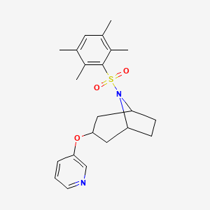 molecular formula C22H28N2O3S B2984306 (1R,5S)-3-(pyridin-3-yloxy)-8-((2,3,5,6-tetramethylphenyl)sulfonyl)-8-azabicyclo[3.2.1]octane CAS No. 2108284-94-0