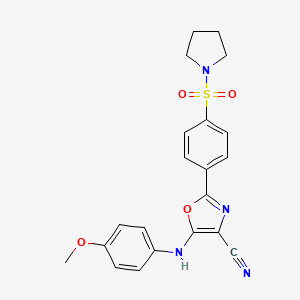 5-((4-Methoxyphenyl)amino)-2-(4-(pyrrolidin-1-ylsulfonyl)phenyl)oxazole-4-carbonitrile