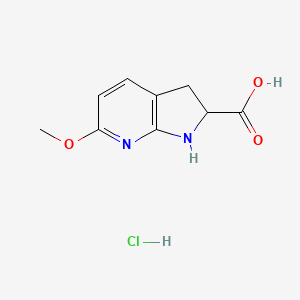 molecular formula C9H11ClN2O3 B2984311 6-甲氧基-1H,2H,3H-吡咯并[2,3-b]吡啶-2-羧酸盐酸盐 CAS No. 2228096-37-3
