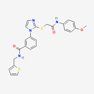 3-(2-((2-((4-methoxyphenyl)amino)-2-oxoethyl)thio)-1H-imidazol-1-yl)-N-(thiophen-2-ylmethyl)benzamide