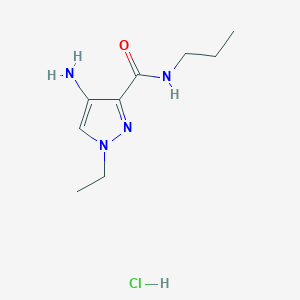 molecular formula C9H17ClN4O B2984316 4-Amino-1-ethyl-N-propyl-1H-pyrazole-3-carboxamide hydrochloride CAS No. 1185005-86-0