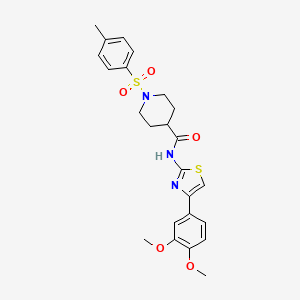 molecular formula C24H27N3O5S2 B2984320 N-(4-(3,4-dimethoxyphenyl)thiazol-2-yl)-1-tosylpiperidine-4-carboxamide CAS No. 923488-24-8