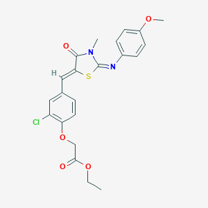 molecular formula C22H21ClN2O5S B298433 Ethyl [2-chloro-4-({2-[(4-methoxyphenyl)imino]-3-methyl-4-oxo-1,3-thiazolidin-5-ylidene}methyl)phenoxy]acetate 