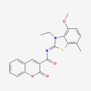 N-(3-ethyl-4-methoxy-7-methyl-1,3-benzothiazol-2-ylidene)-2-oxochromene-3-carboxamide