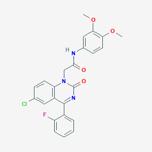 molecular formula C24H19ClFN3O4 B2984337 2-(6-chloro-4-(2-fluorophenyl)-2-oxoquinazolin-1(2H)-yl)-N-(3,4-dimethoxyphenyl)acetamide CAS No. 932453-18-4