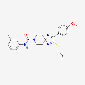 molecular formula C25H30N4O2S B2984349 2-(4-甲氧基苯基)-3-(丙硫基)-N-(间甲苯基)-1,4,8-三氮杂螺[4.5]癸-1,3-二烯-8-甲酰胺 CAS No. 894884-38-9